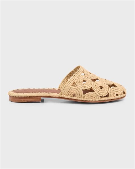 raffia flat mules.